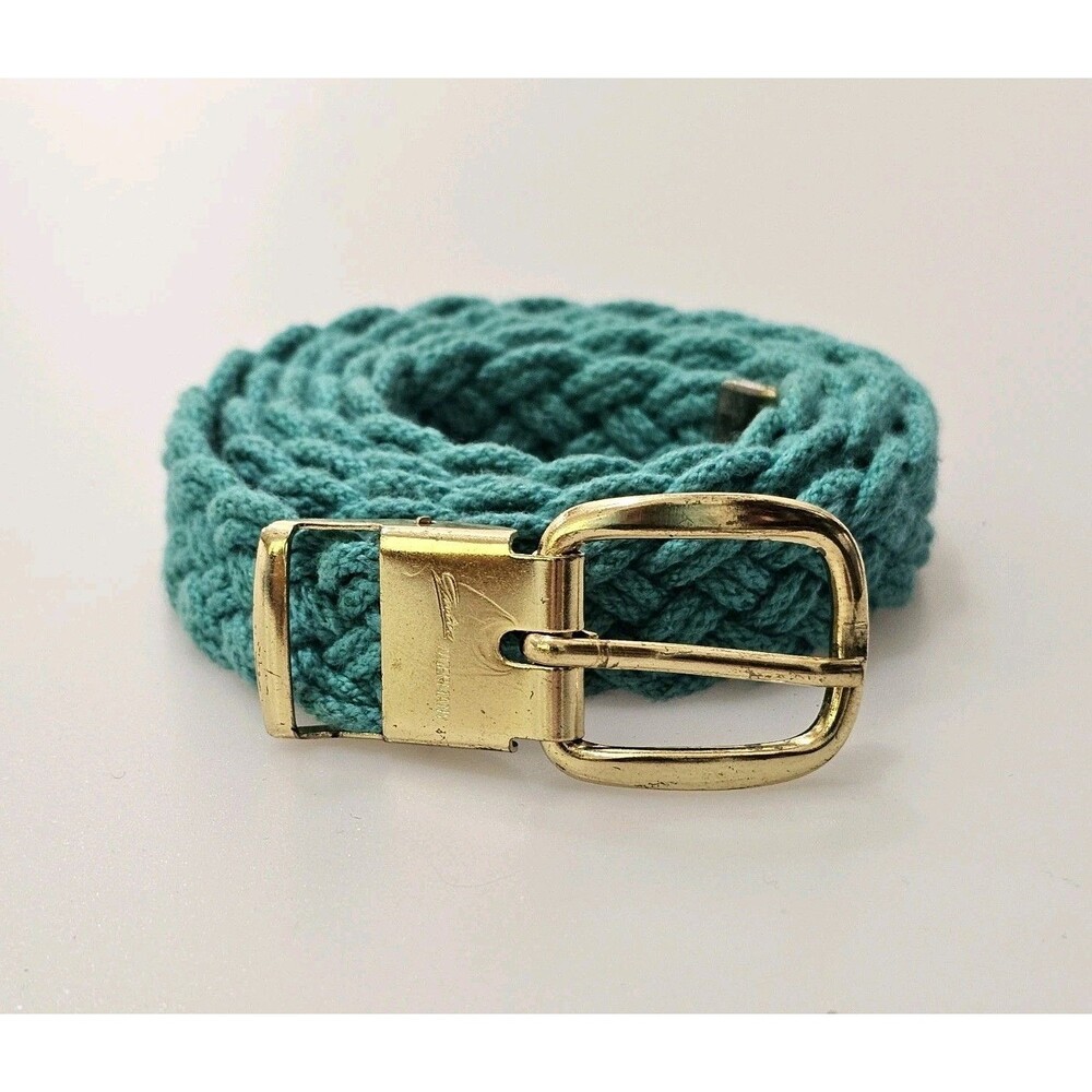 Gutos Vintage 80s West Germany Size 38" Large Teal Green Woven Braided Belt